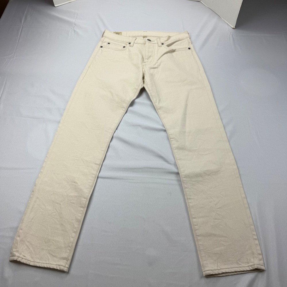 J.Crew 484 Slim Fit Selvedge Jeans Mens 28x30 Cream Off-White Extra Narrow Leg